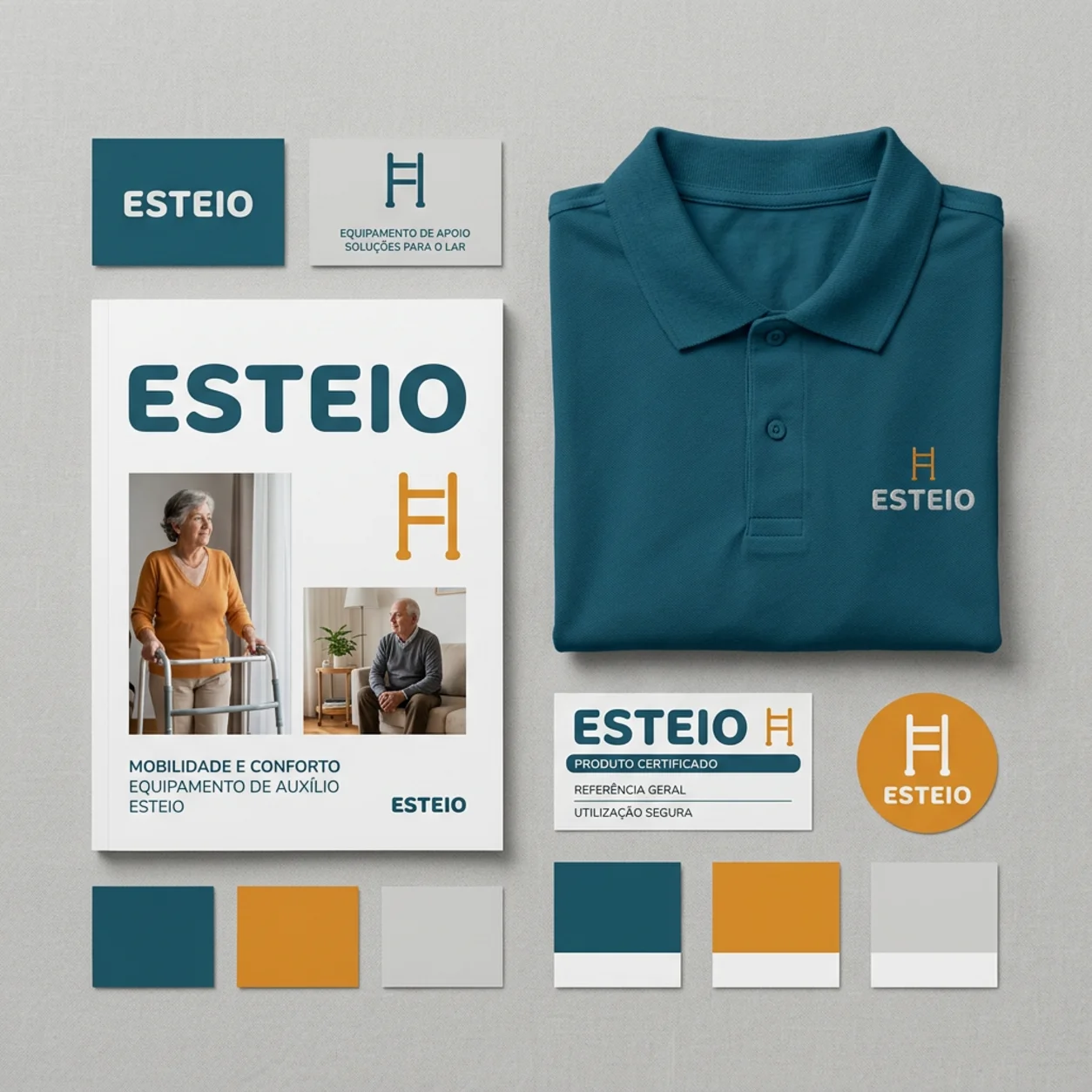 Kit de identidade visual de uma empresa de ajudas técnicas