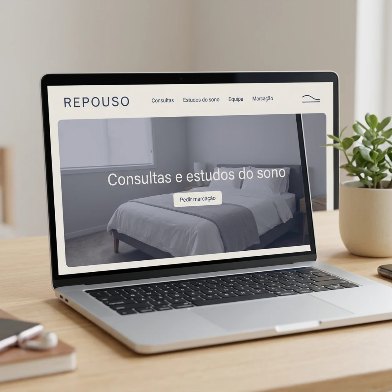 Exemplo de criação de sites para clínicas do sono: o site num portátil