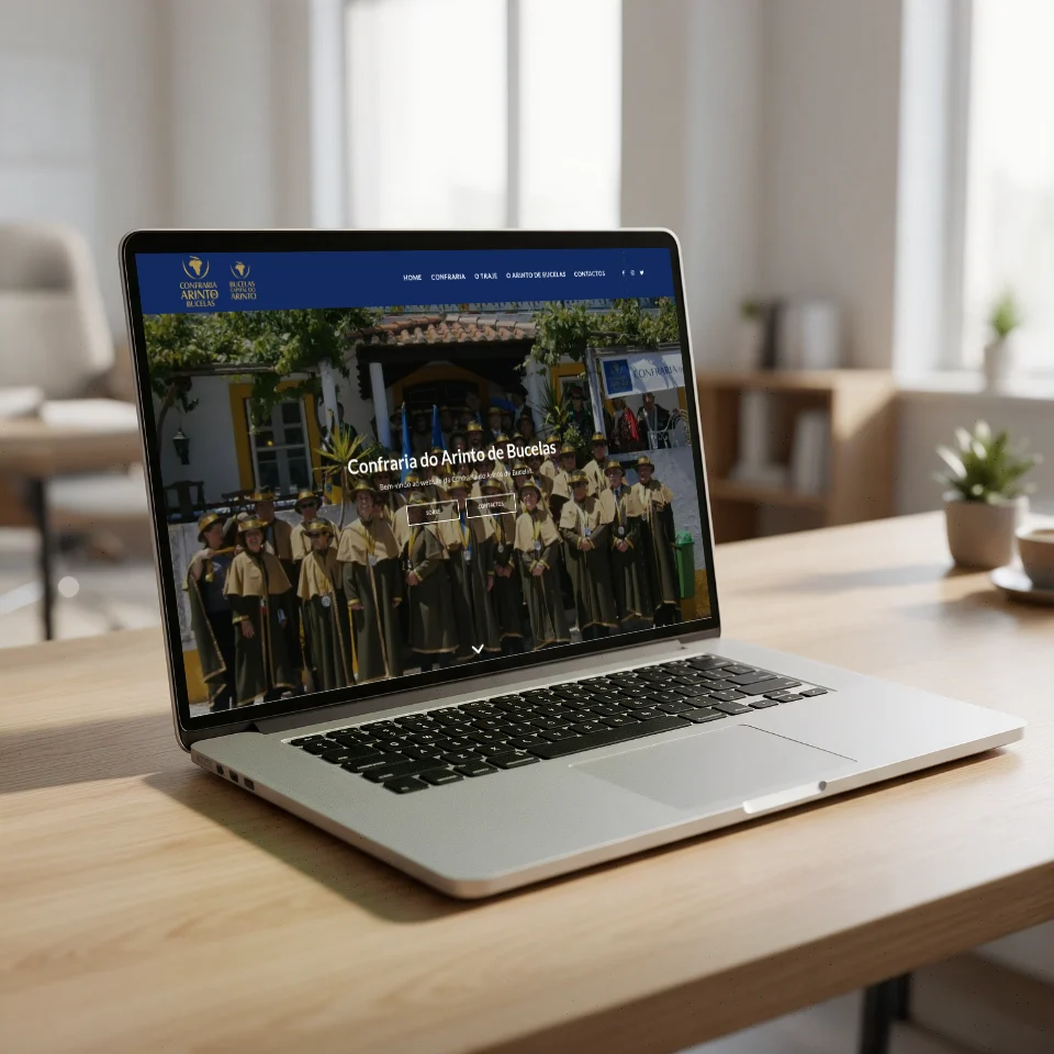 Website da Confraria do Arinto de Bucelas num portátil