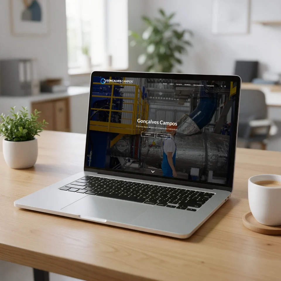 Website da Gonçalves Campos, instalações hidráulicas, num portátil