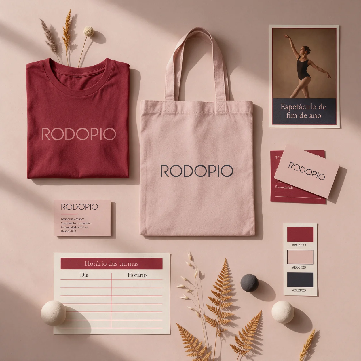 Kit de identidade visual de uma escola de dança