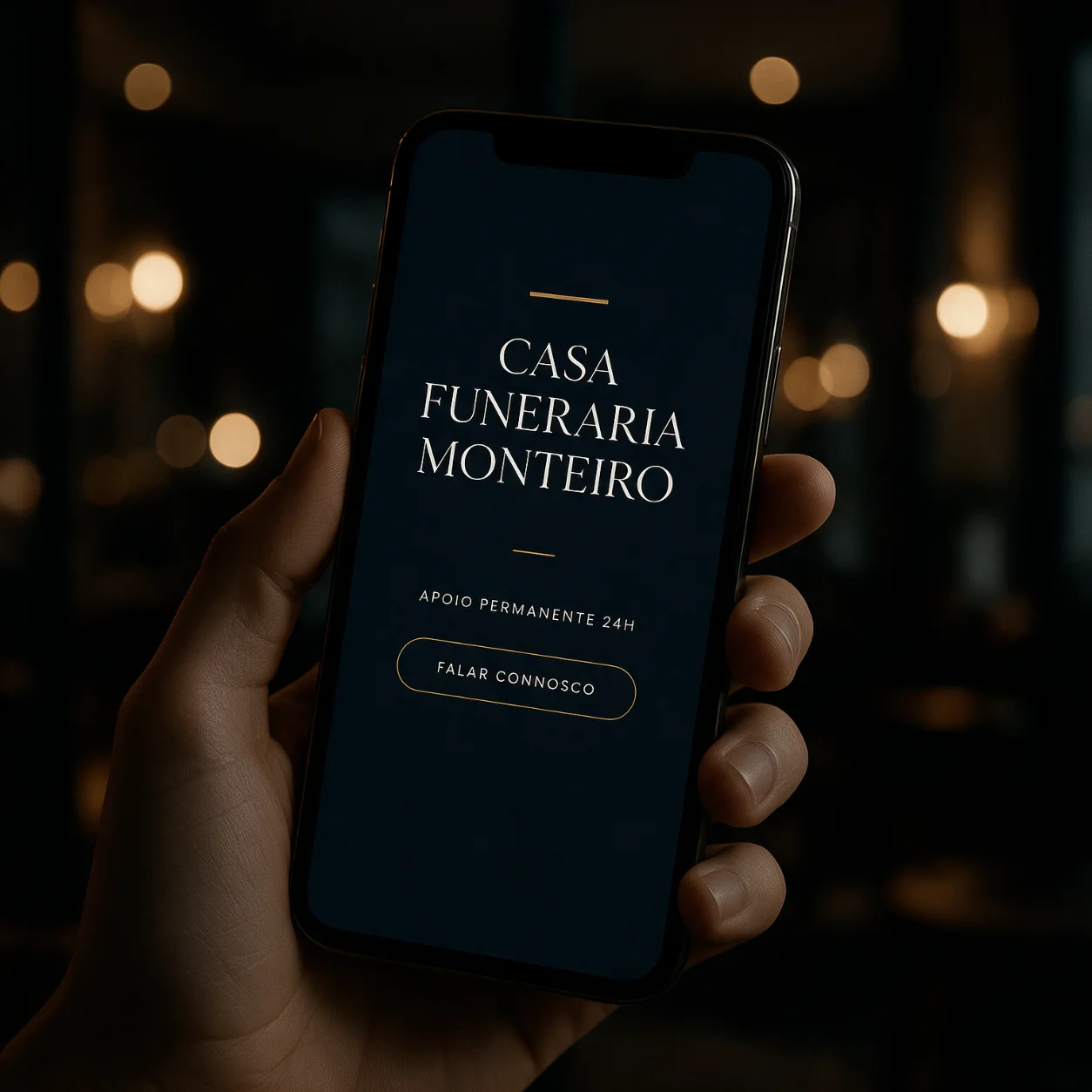 Telemóvel com a versão móvel do site de uma agência funerária