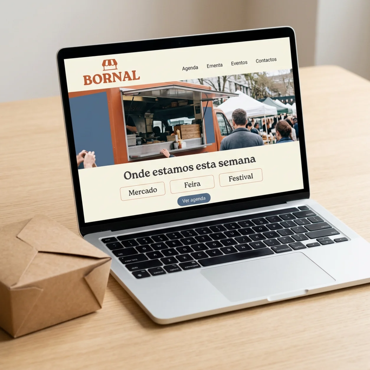 Exemplo de criação de sites para food trucks: a agenda num portátil