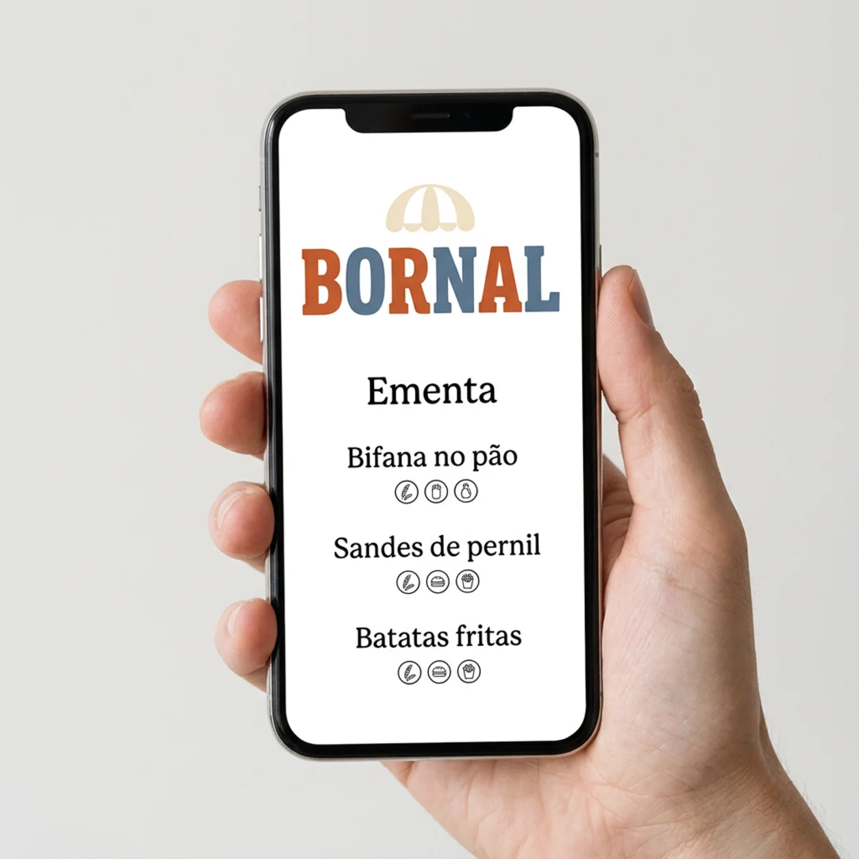 Telemóvel com a ementa e os alergénios de um food truck