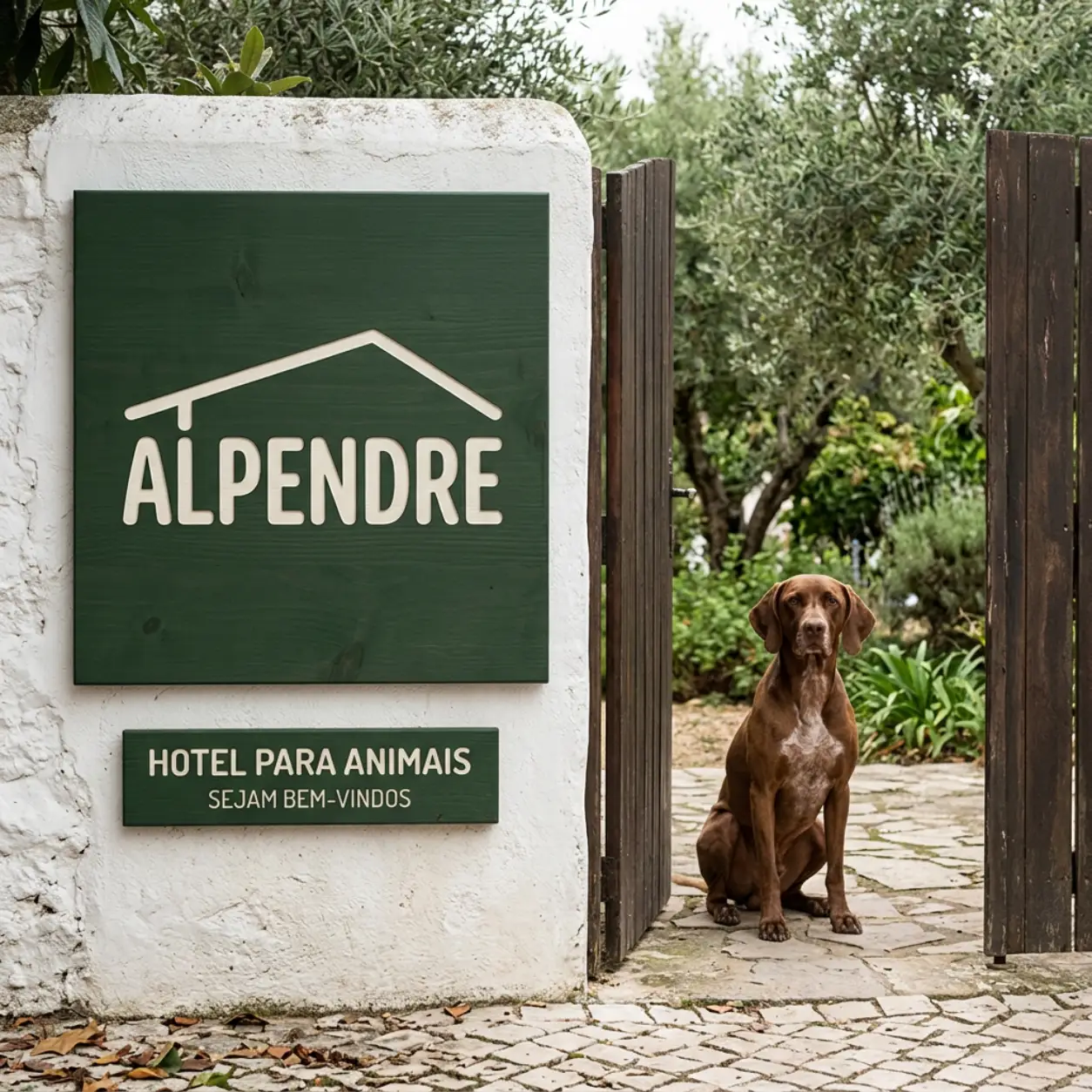 Criação de logótipo para hotéis de animais: o logótipo na placa à entrada Criação de logótipo para hotéis de animais: o logótipo na placa à entrada