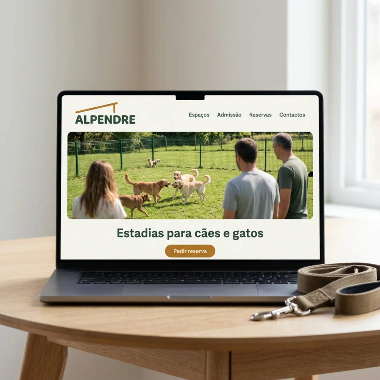 Exemplo de criação de sites para hotéis de animais: o site num portátil