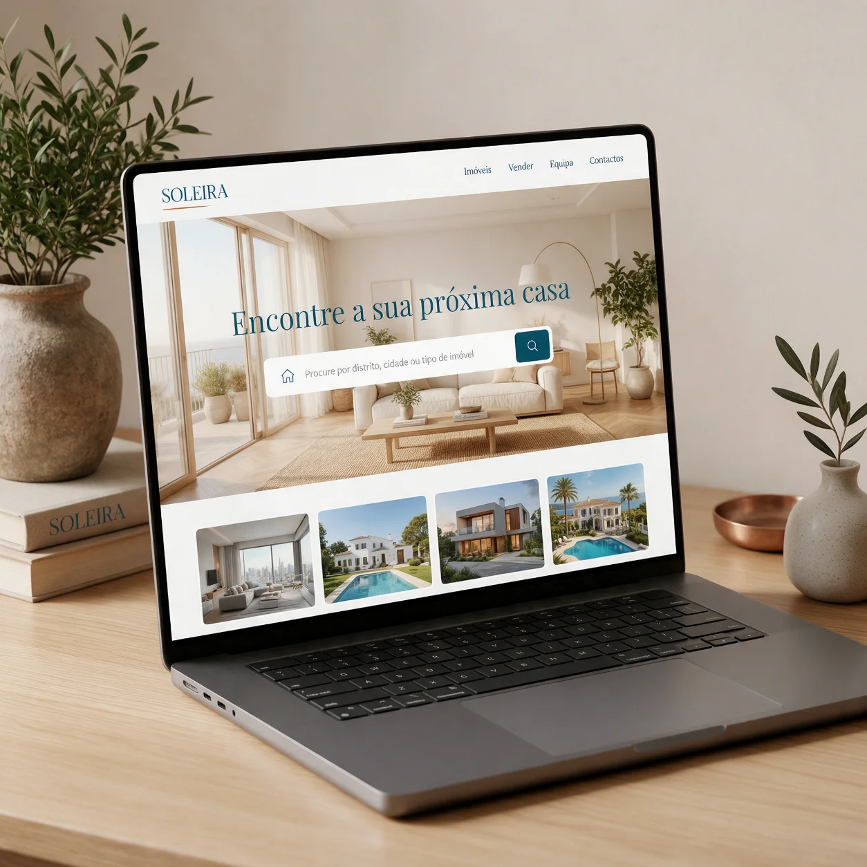 Portátil com o site de uma imobiliária