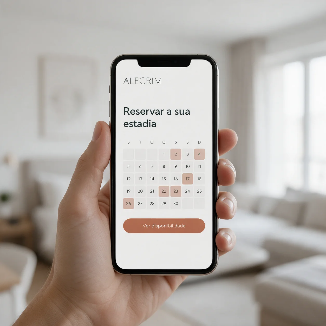 Telemóvel com a reserva de uma estadia num alojamento local
