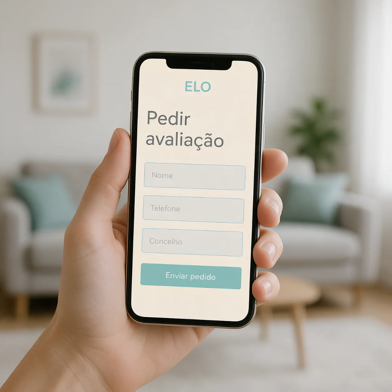 Telemóvel com um pedido de avaliação de apoio domiciliário