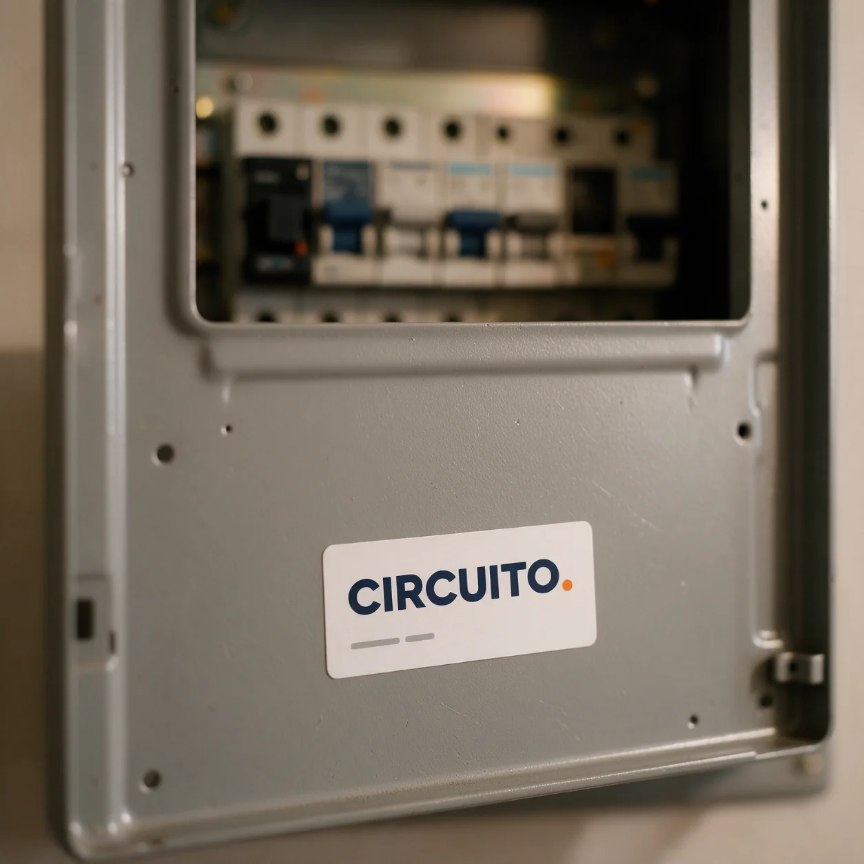 Autocolante com o logótipo dentro de um quadro elétrico