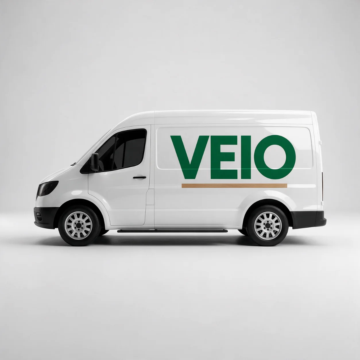 Carrinha de uma carpintaria com o logótipo