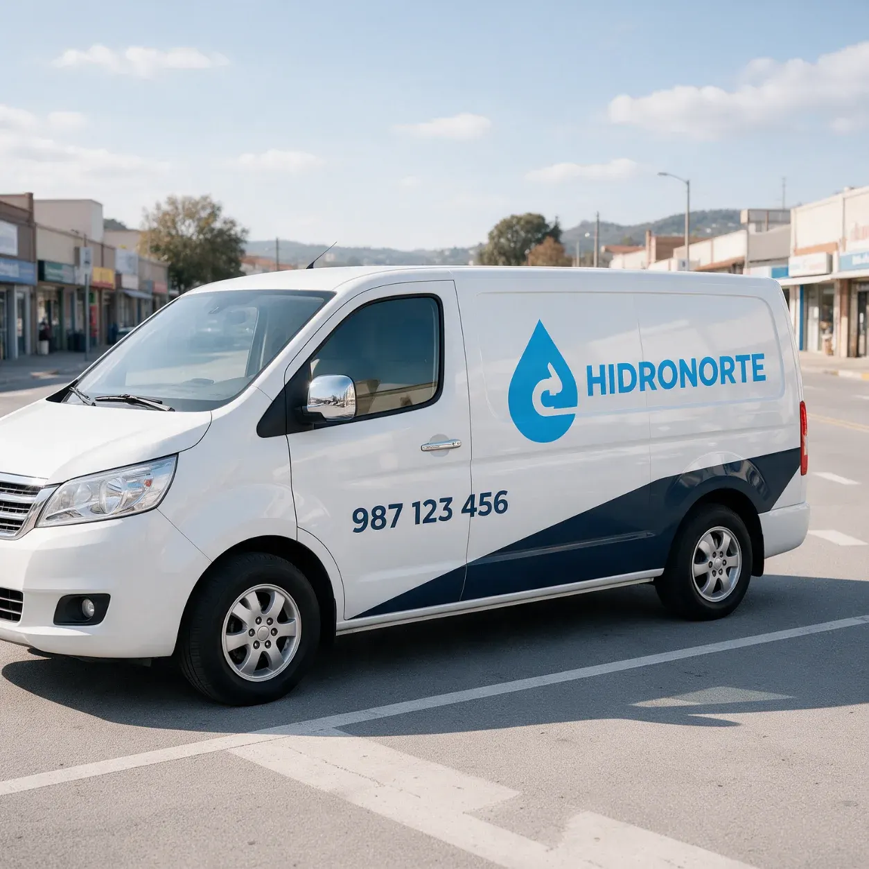 Carrinha de canalizador com a marca aplicada em vinil Carrinha de canalizador com a marca aplicada em vinil