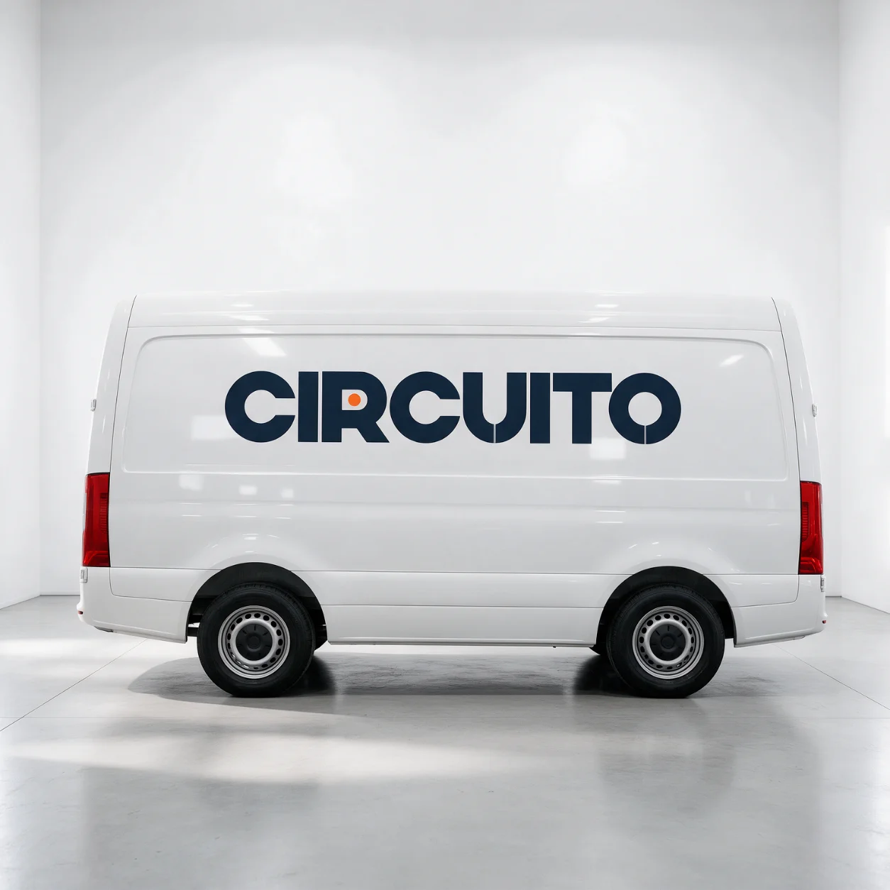 Carrinha de uma empresa de instalações elétricas com o logótipo