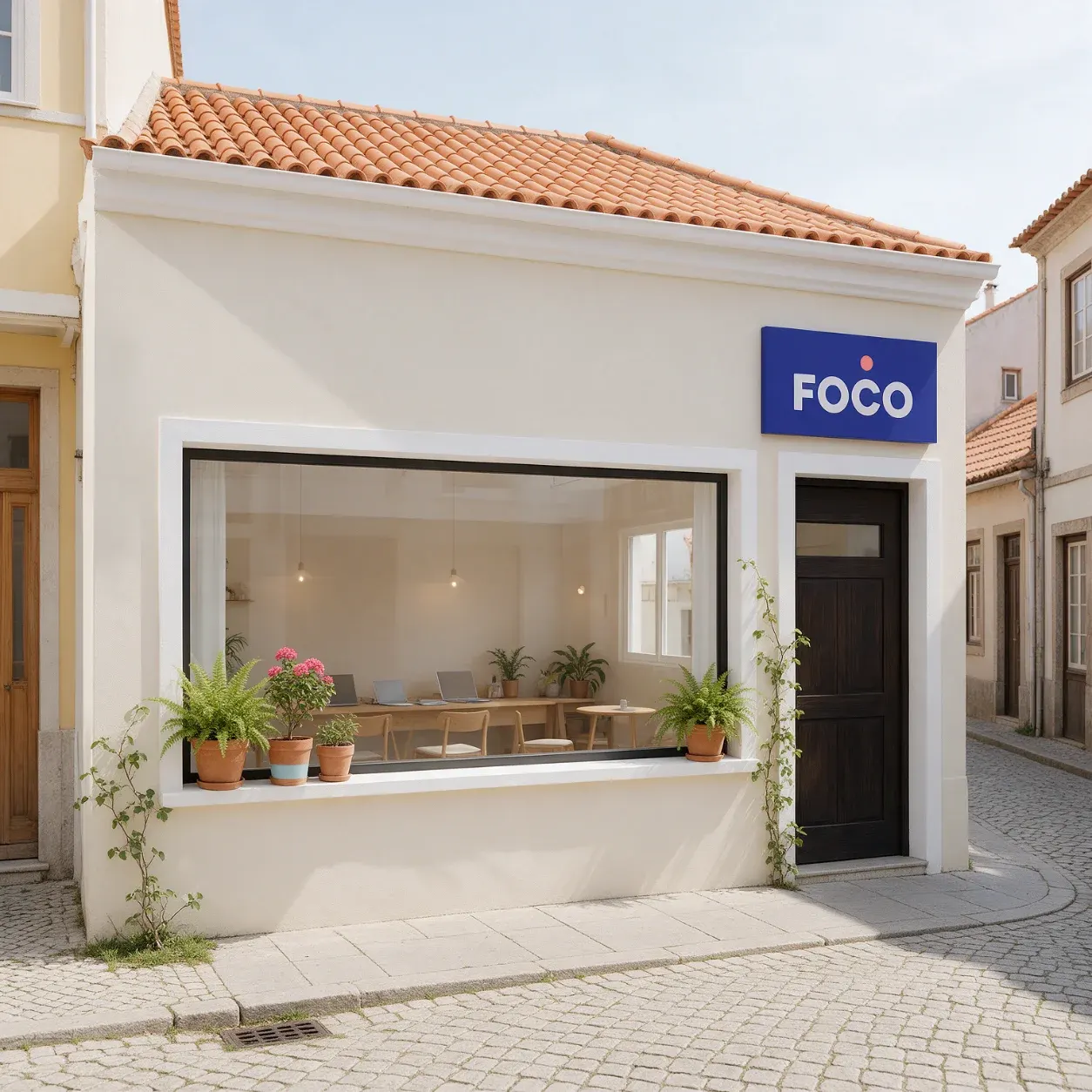 Fachada de um centro de estudos com o letreiro da marca