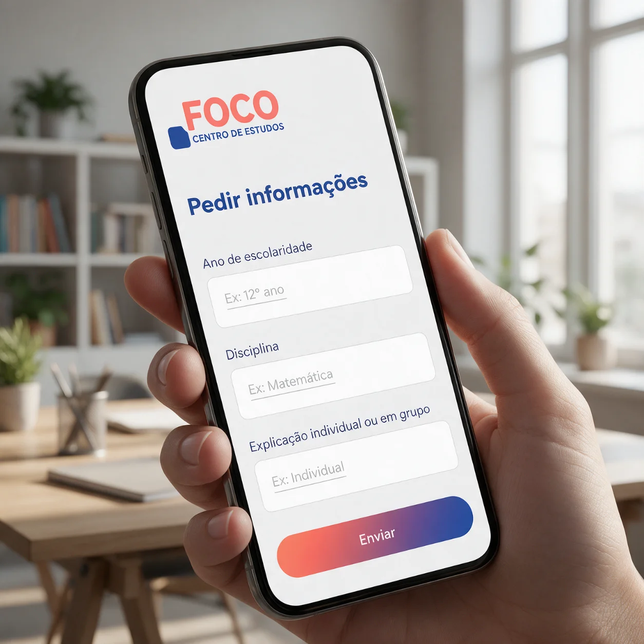 Telemóvel com o pedido de informações a um centro de estudos Telemóvel com o pedido de informações a um centro de estudos