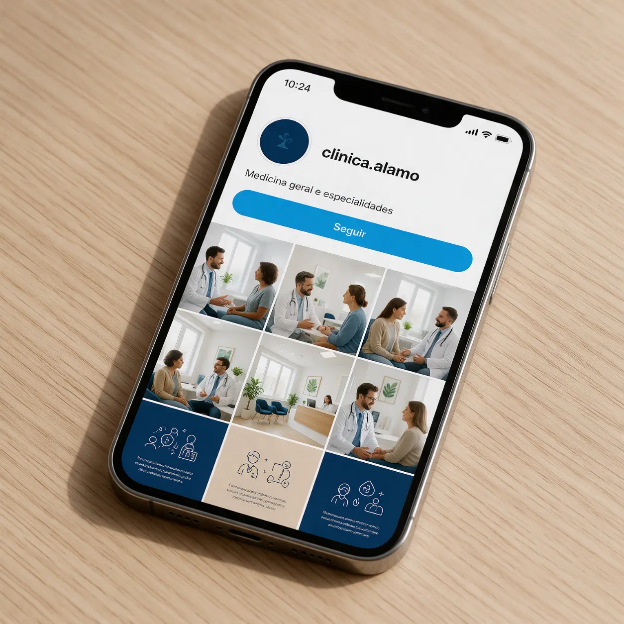 Perfil de Instagram de uma clínica médica