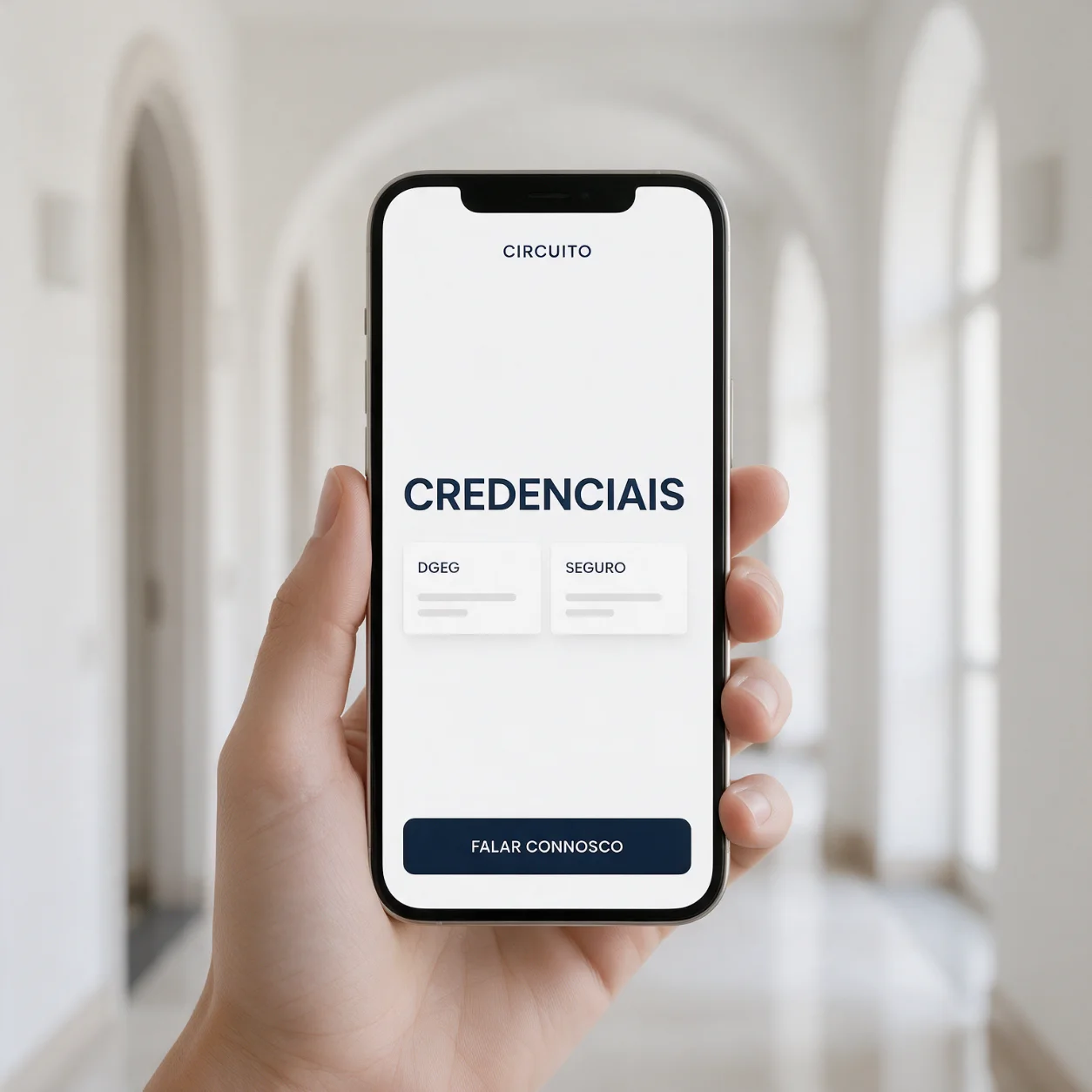 Telemóvel com a página de credenciais de um eletricista
