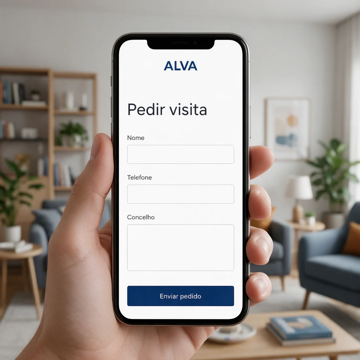 Telemóvel com um pedido de visita de enfermagem