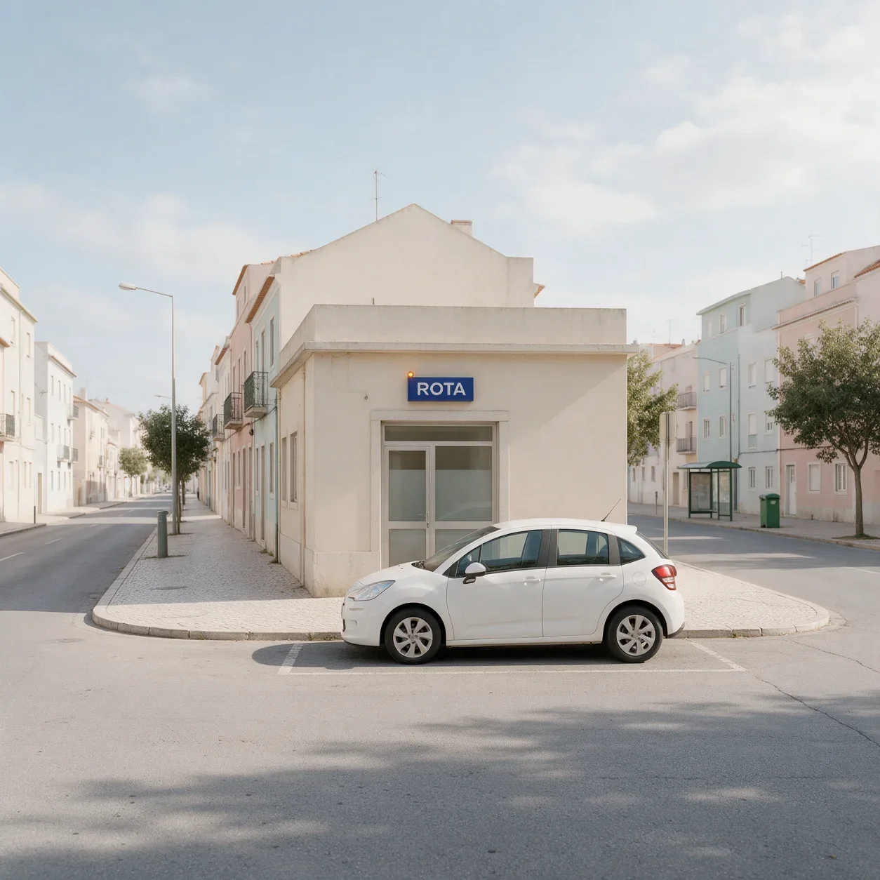 Fachada de uma escola de condução com a marca