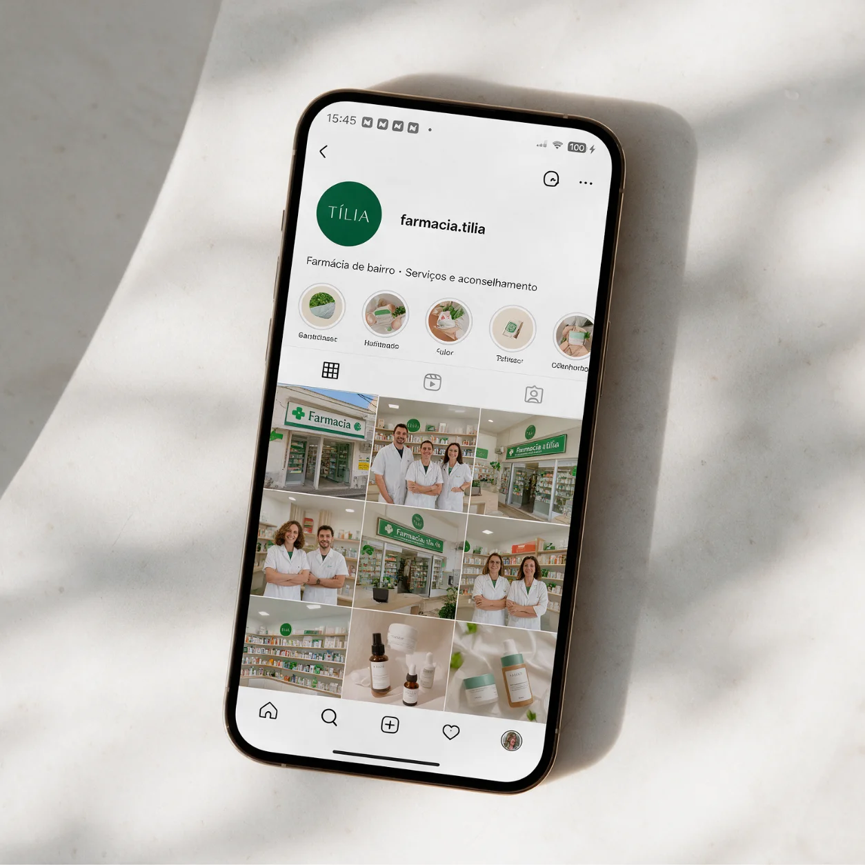 Perfil de Instagram de uma farmácia Perfil de Instagram de uma farmácia