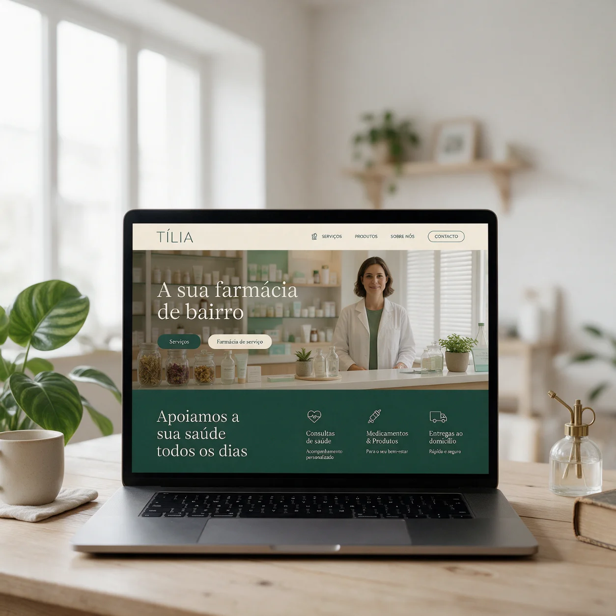Portátil com o site de uma farmácia