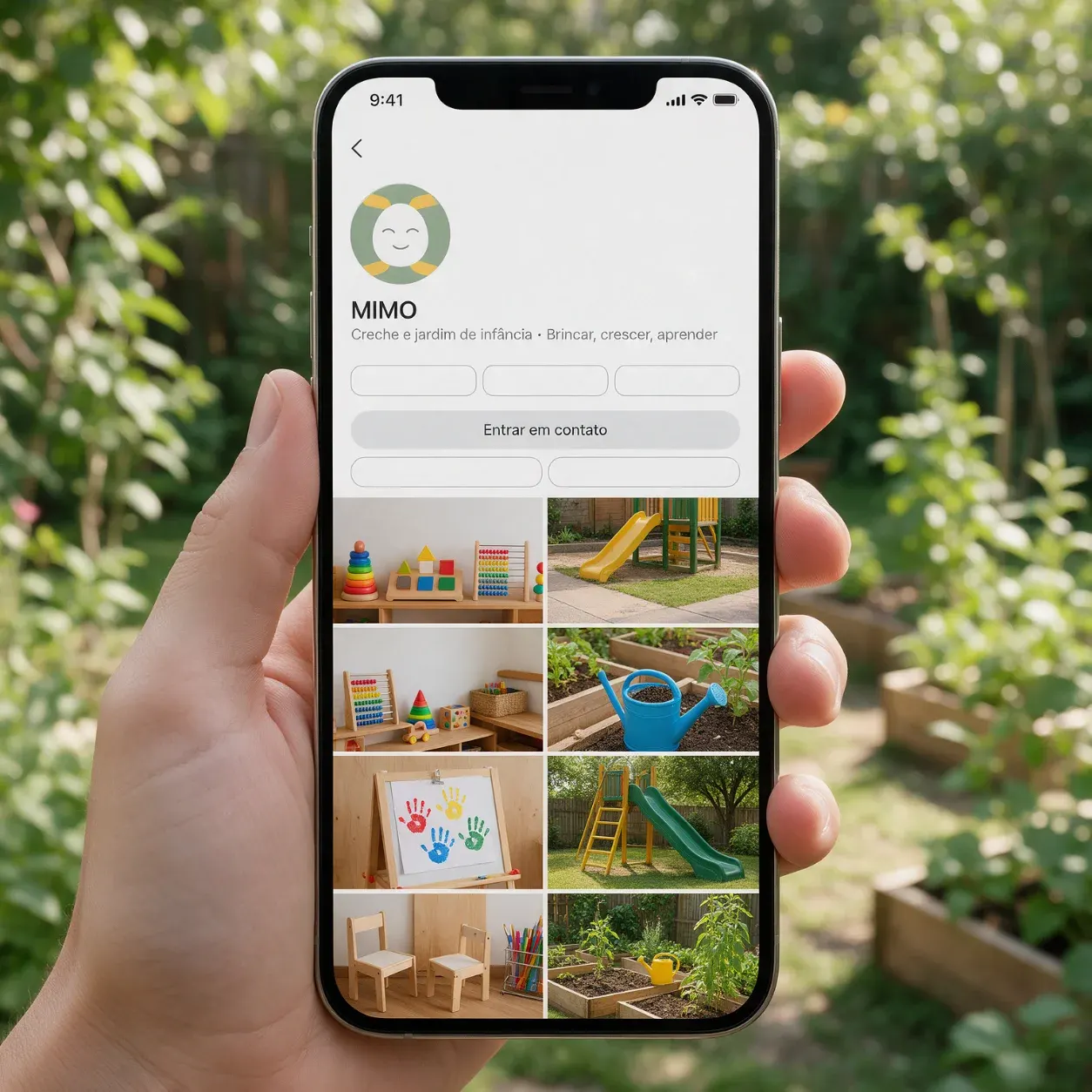 Telemóvel com o perfil de Instagram de um infantário
