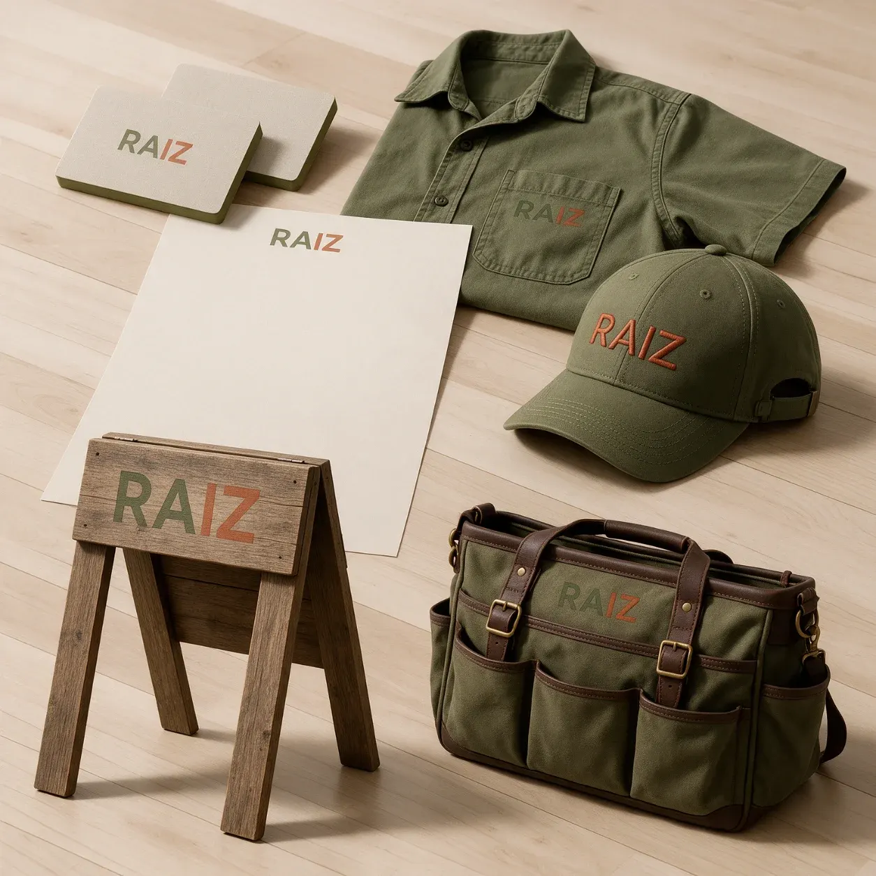 Kit de identidade visual de uma empresa de jardinagem
