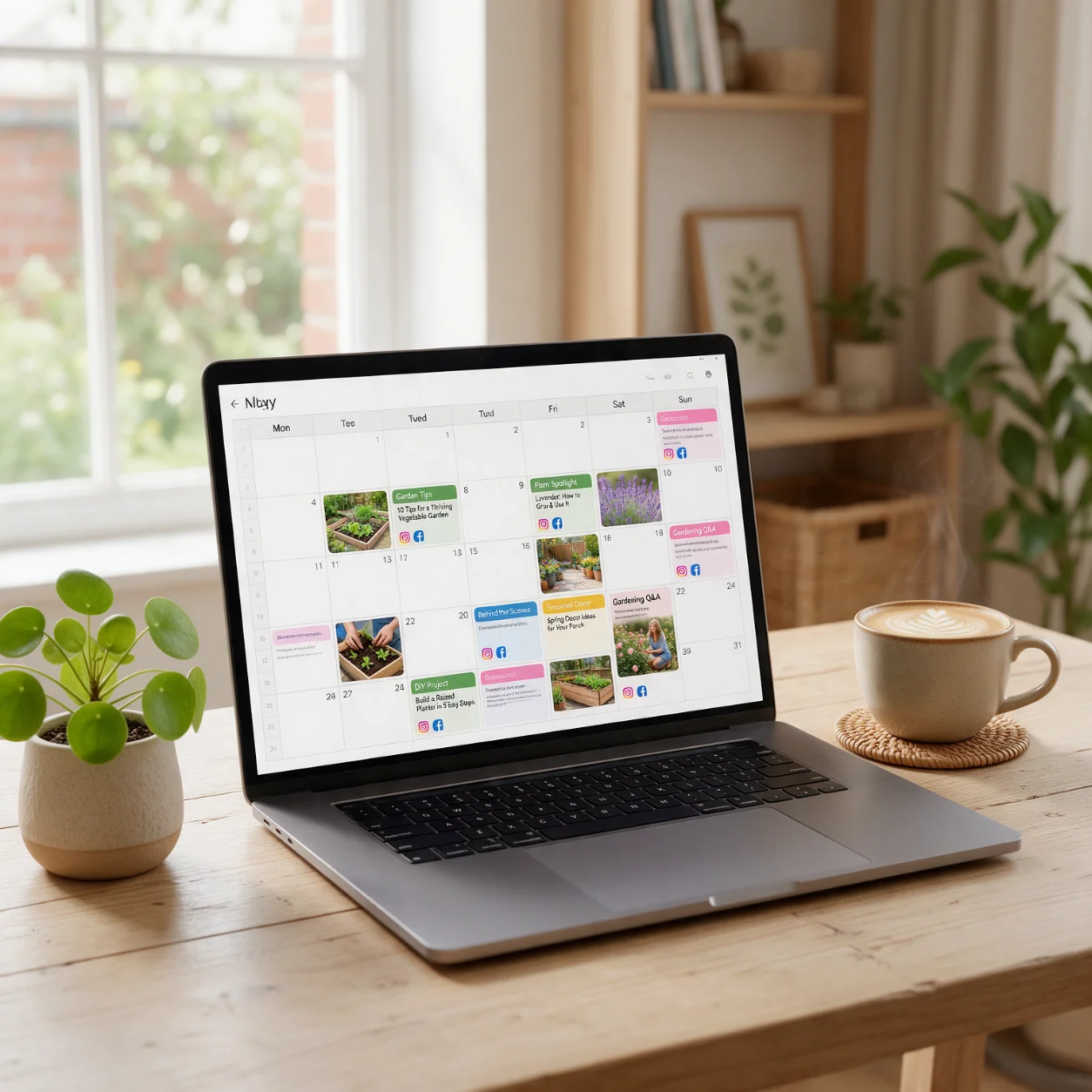 Plano mensal de publicações de uma empresa de jardinagem