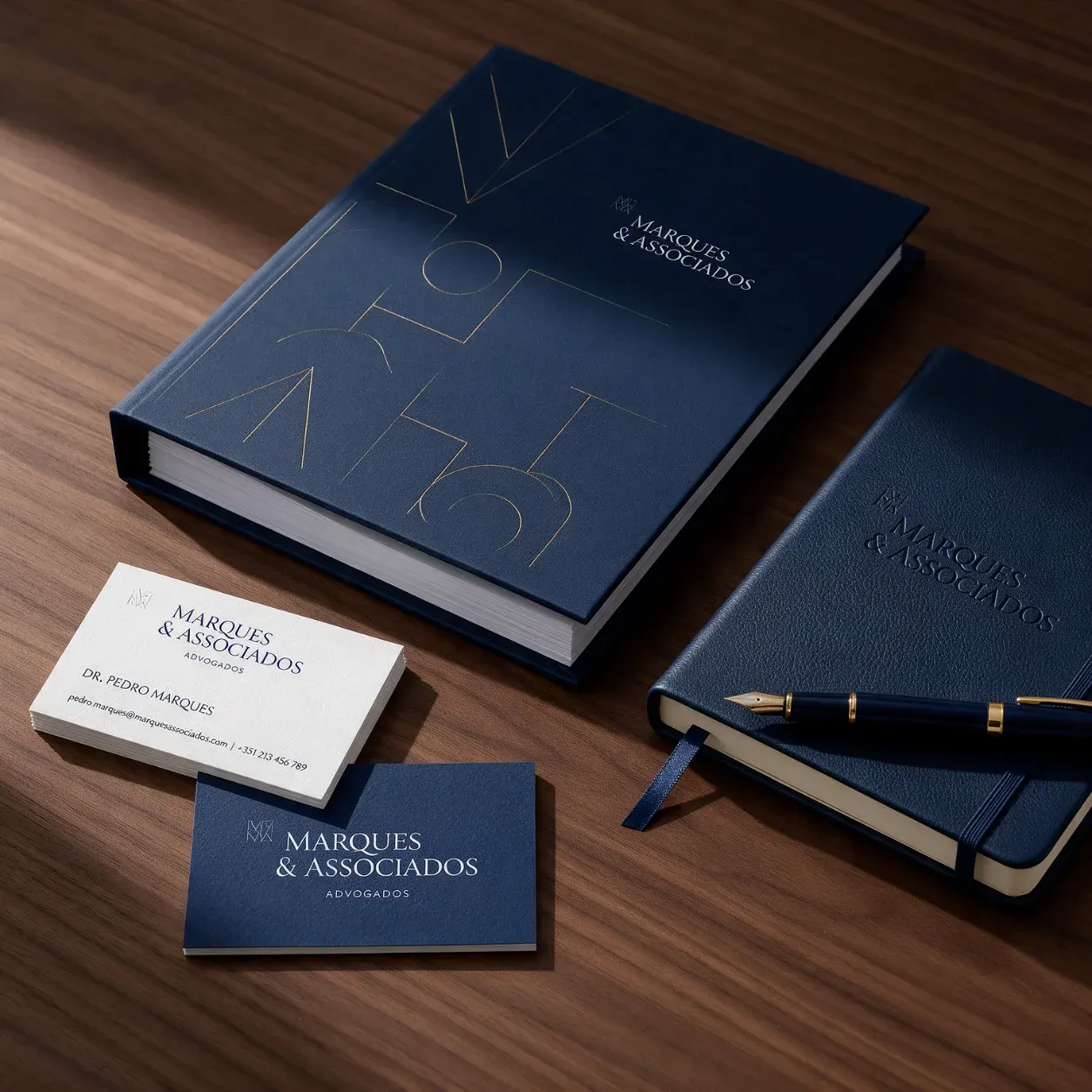 Kit de identidade de um escritório de advogados com o logótipo aplicado Kit de identidade de um escritório de advogados com o logótipo aplicado