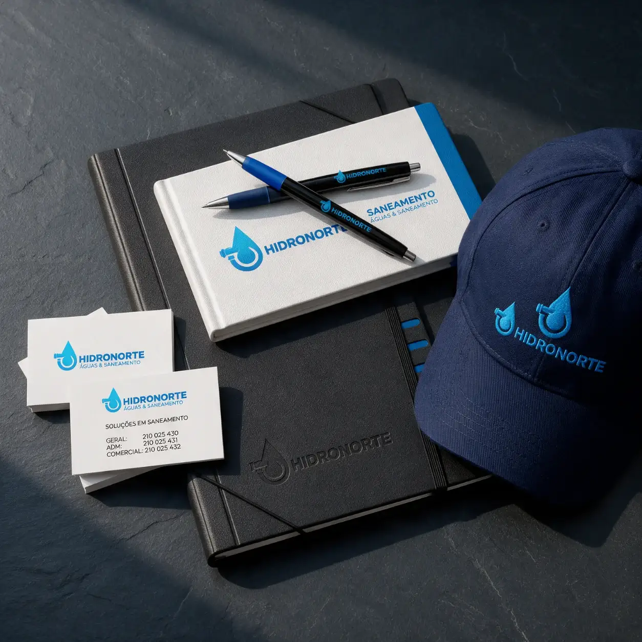 Kit de identidade de uma empresa de canalização com logótipo aplicado Kit de identidade de uma empresa de canalização com logótipo aplicado