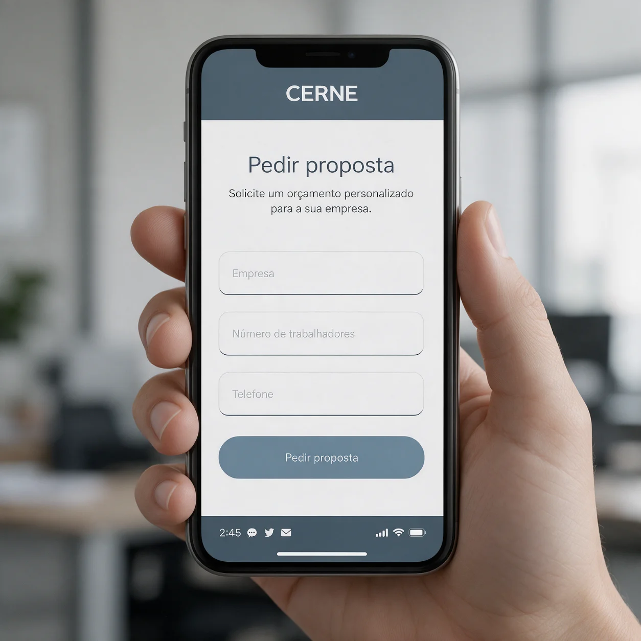 Telemóvel com um pedido de proposta de medicina do trabalho