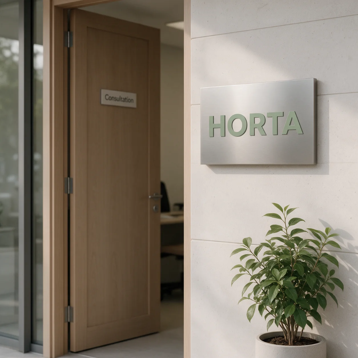 Placa de um consultório de nutrição com o logótipo