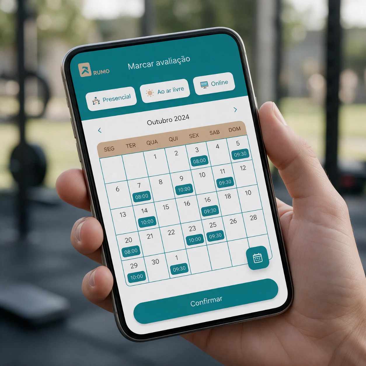 Telemóvel com a marcação de uma avaliação com personal trainer