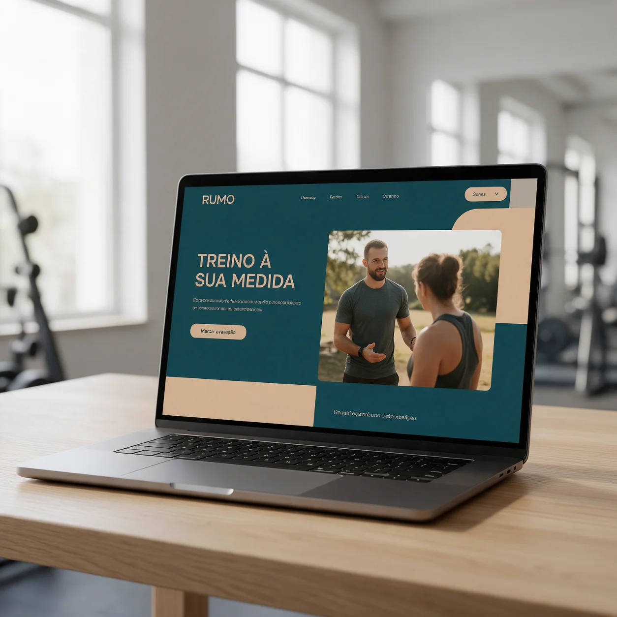 Portátil com o site de um personal trainer
