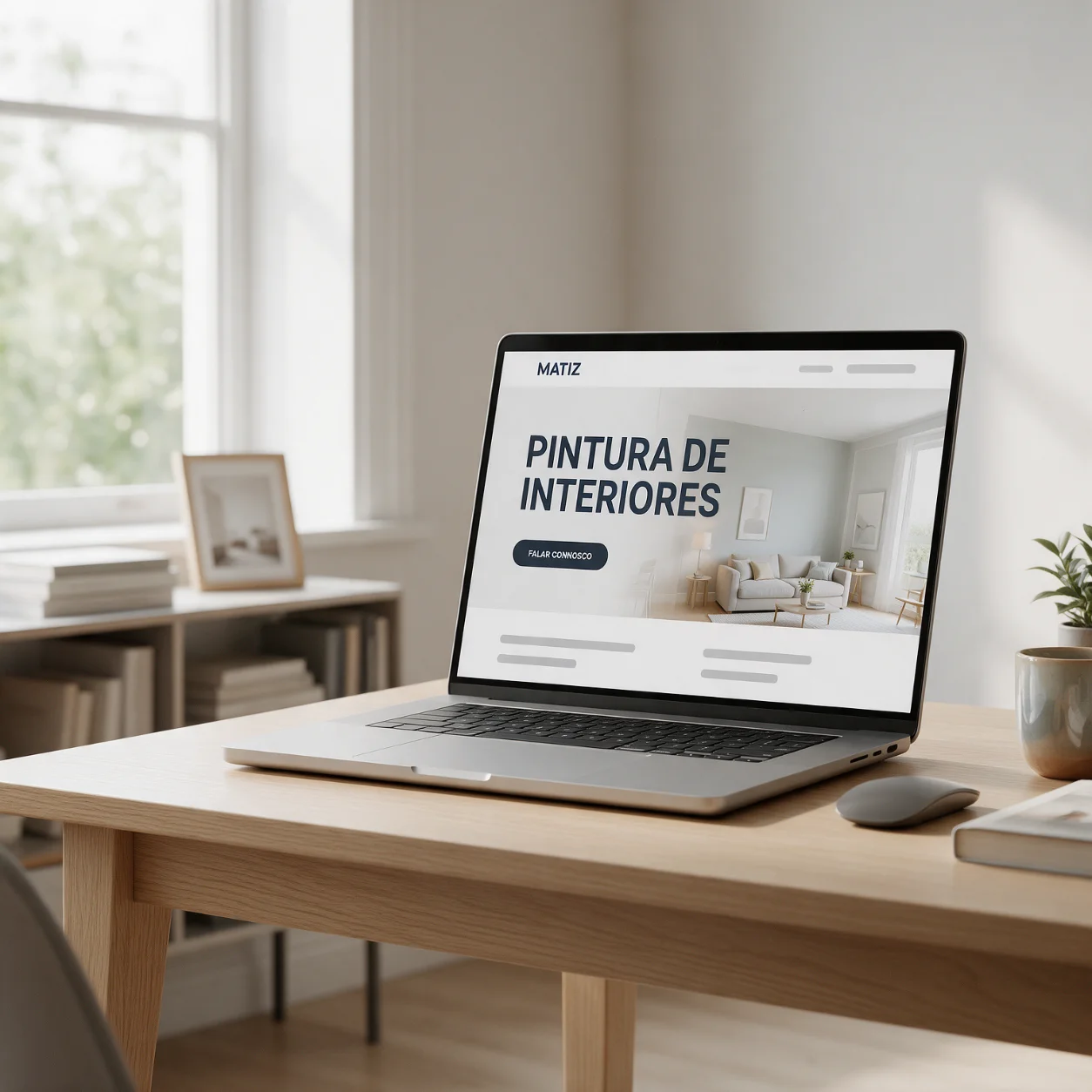 Portátil com o site de uma empresa de pintura