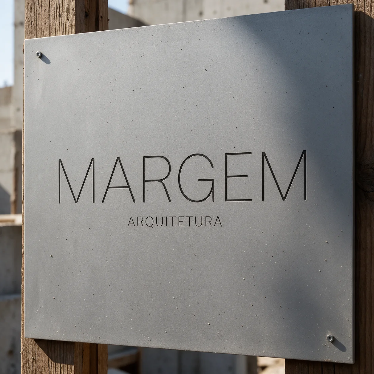 Placa de autoria em obra com a marca do ateliê aplicada
