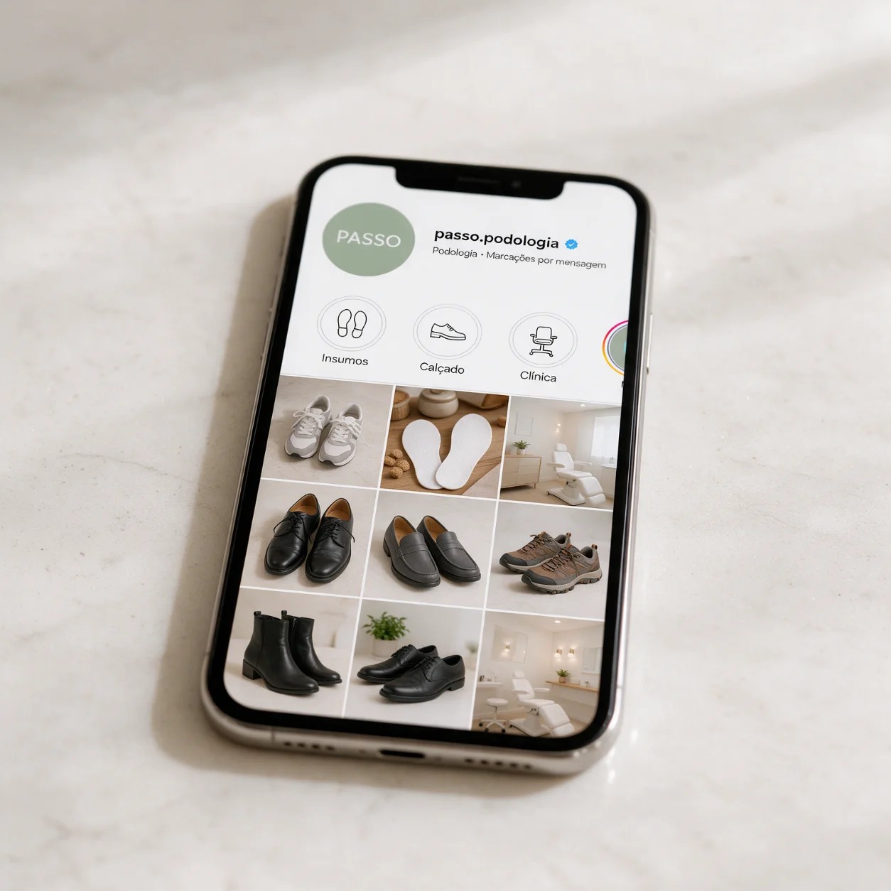Perfil de Instagram de uma clínica de podologia