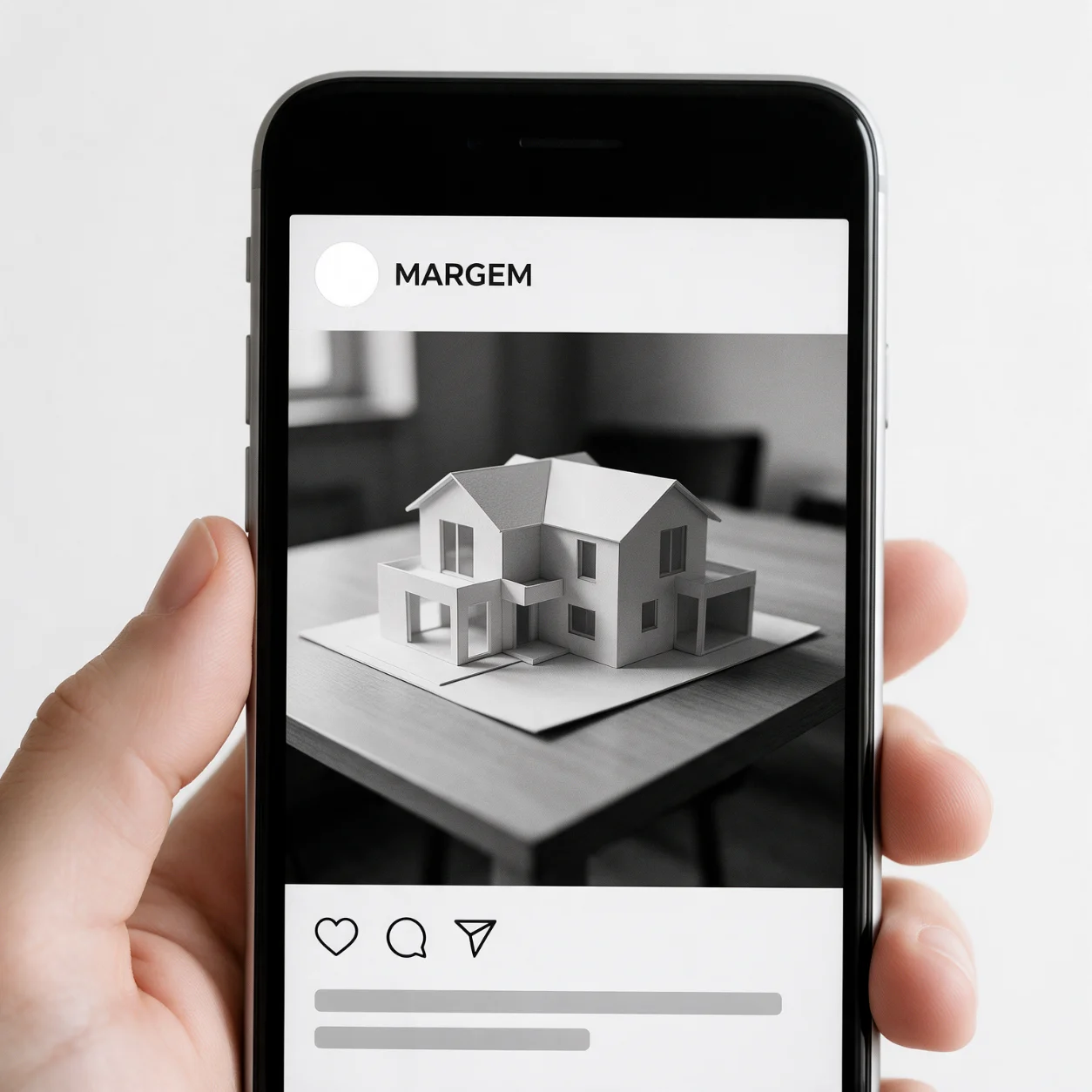 Telemóvel com uma publicação de uma maquete de arquitetura Telemóvel com uma publicação de uma maquete de arquitetura