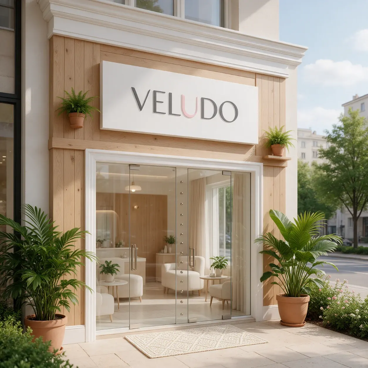 Fachada de um salão de beleza com o letreiro da marca