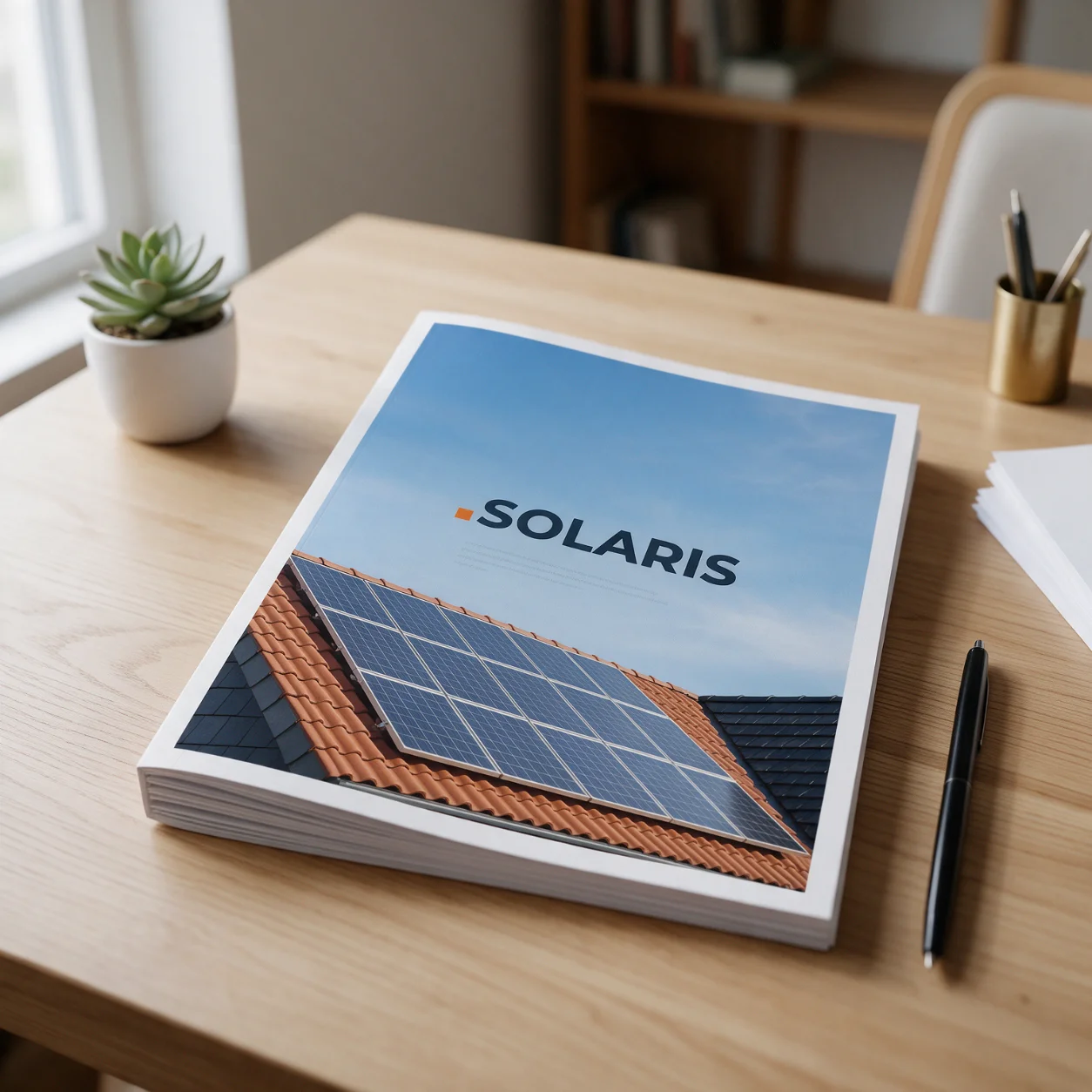 Capa de proposta técnica com a marca de uma empresa de energia solar Capa de proposta técnica com a marca de uma empresa de energia solar