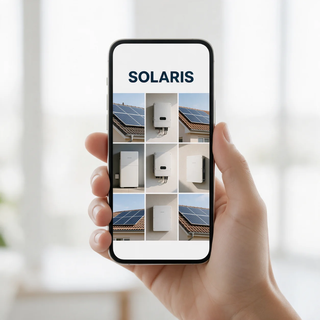 Telemóvel com o perfil de redes sociais de uma empresa de energia solar