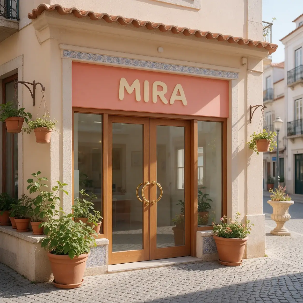 Fachada de uma clínica de terapia da fala com a marca