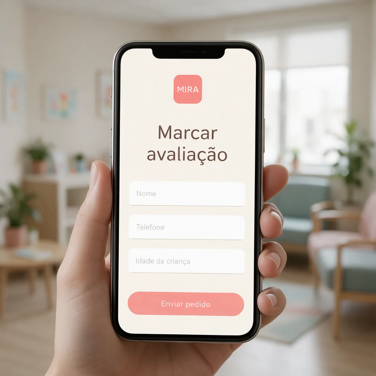 Telemóvel com a marcação de uma avaliação de terapia da fala