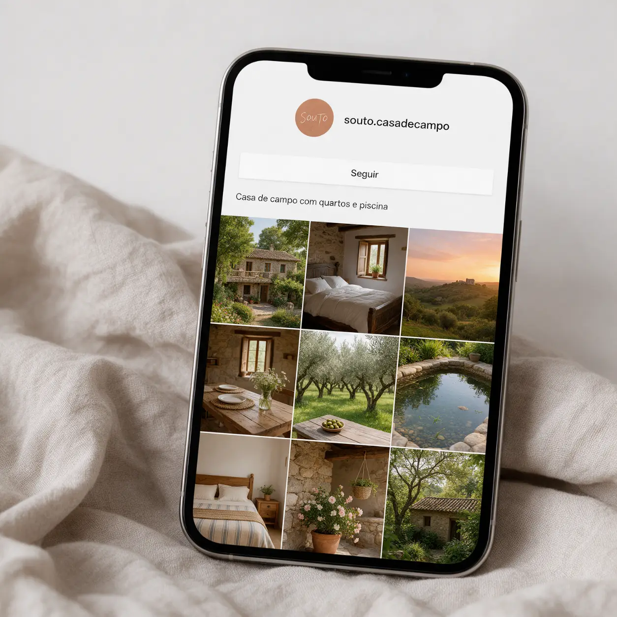 Perfil de Instagram de uma casa de turismo rural