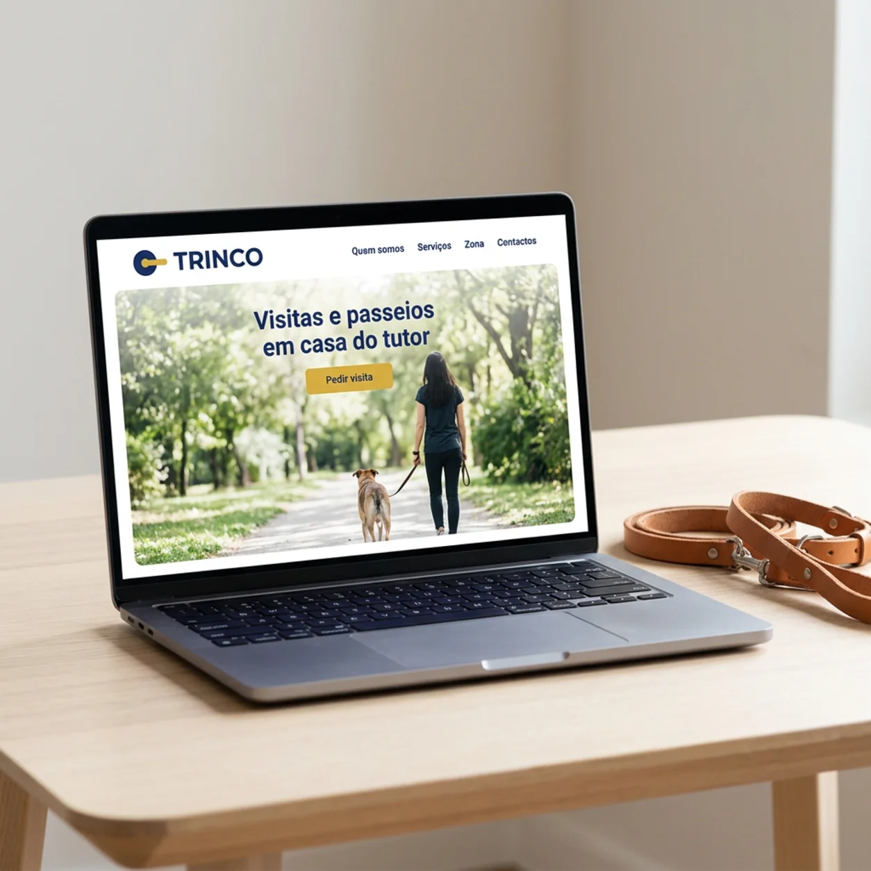 Exemplo de criação de sites para pet sitting: o site num portátil