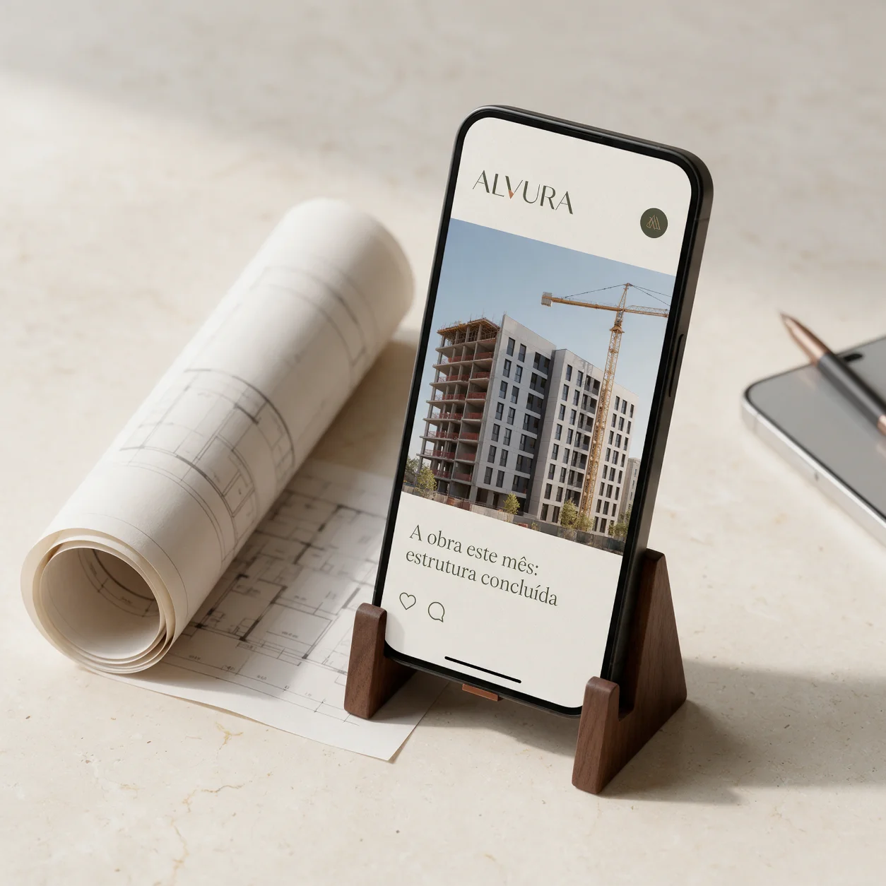 Publicação com a fase de obra de um empreendimento