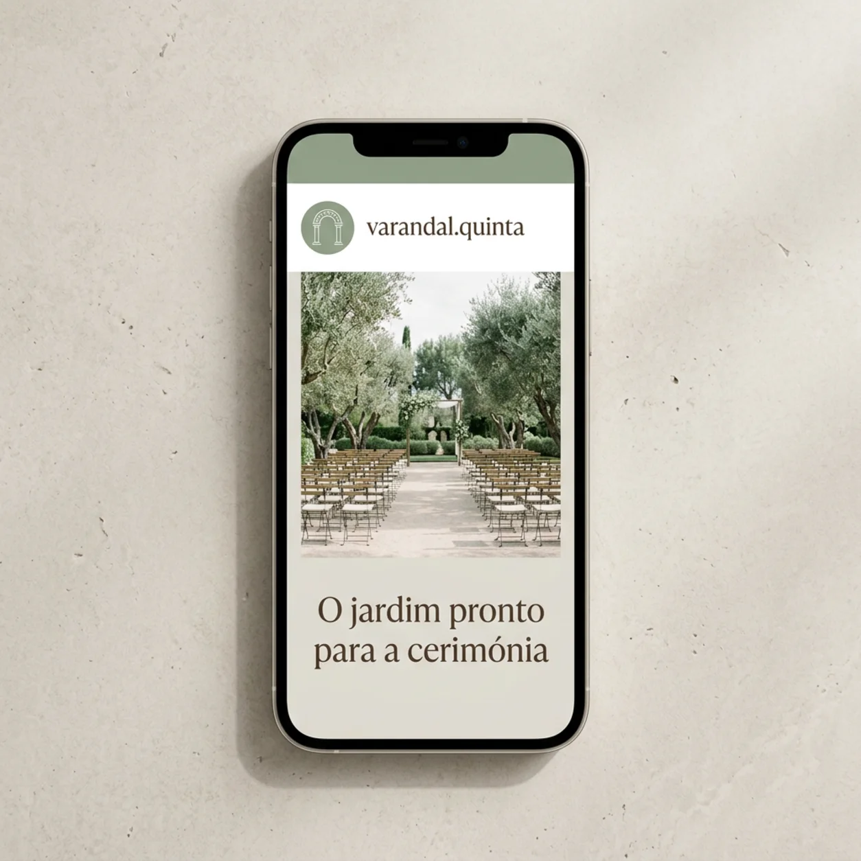 Publicação com o jardim de uma quinta de eventos