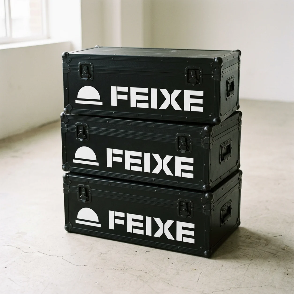 Logótipo para empresas de som e luz: a marca nos flight cases