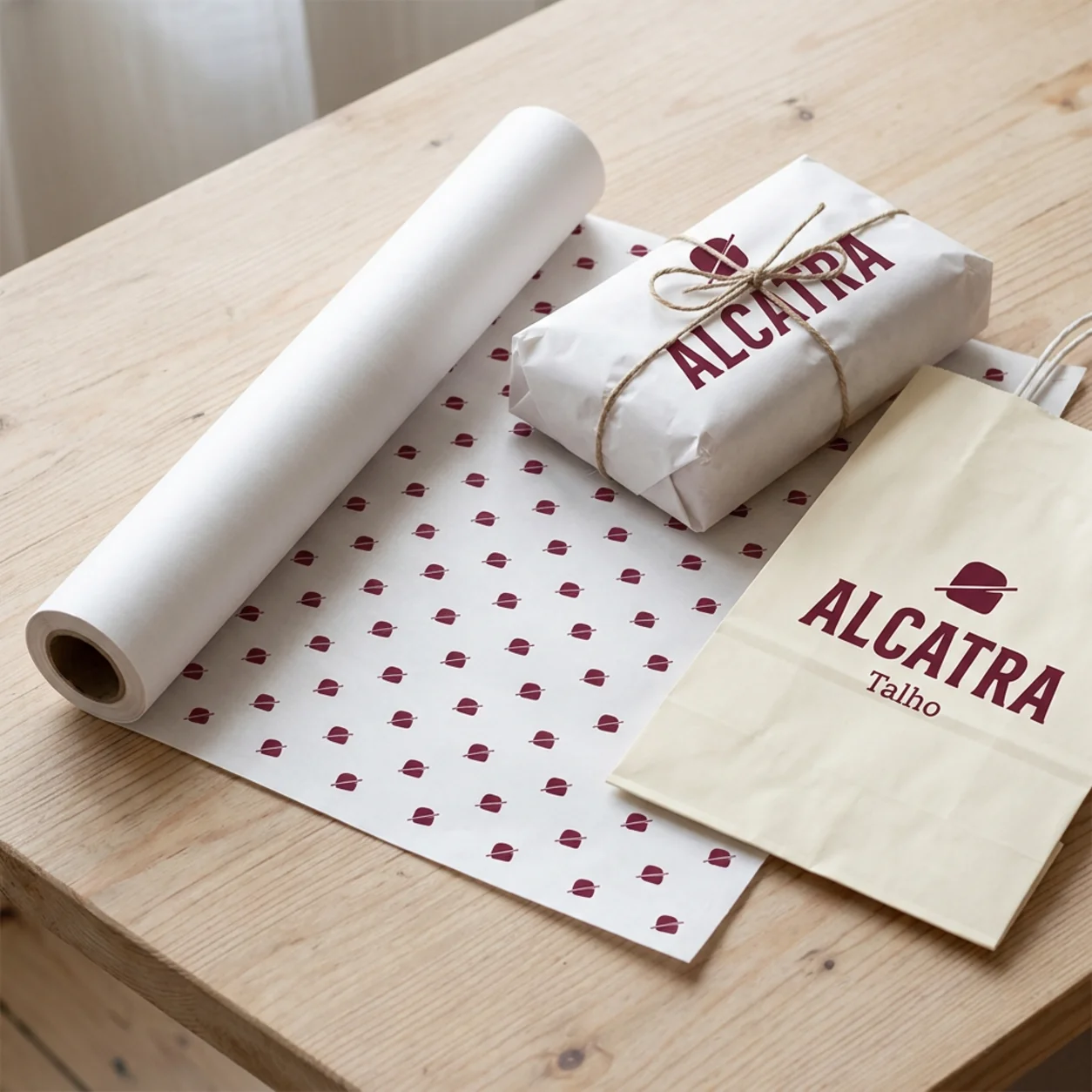 Criação de logótipo para talhos: papel de embrulho e saco com a marca Criação de logótipo para talhos: papel de embrulho e saco com a marca