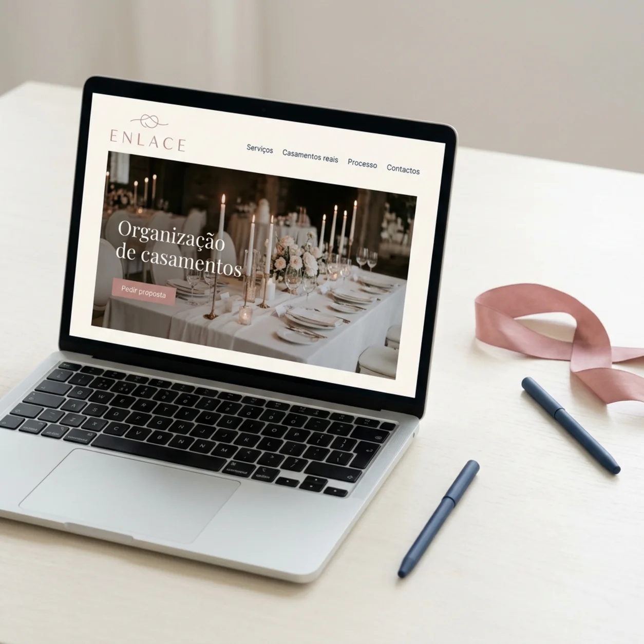 Exemplo de criação de sites para wedding planners: o site num portátil Exemplo de criação de sites para wedding planners: o site num portátil